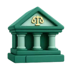 Ilustração de prédio com colunas representando uma instituição de justiça